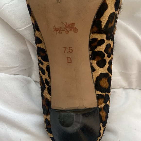 Coach Zan Leopard Print Calf Hair Pump Pointed Toe Heel Black Leather Sz 7.5 US - Picture 5 of 16